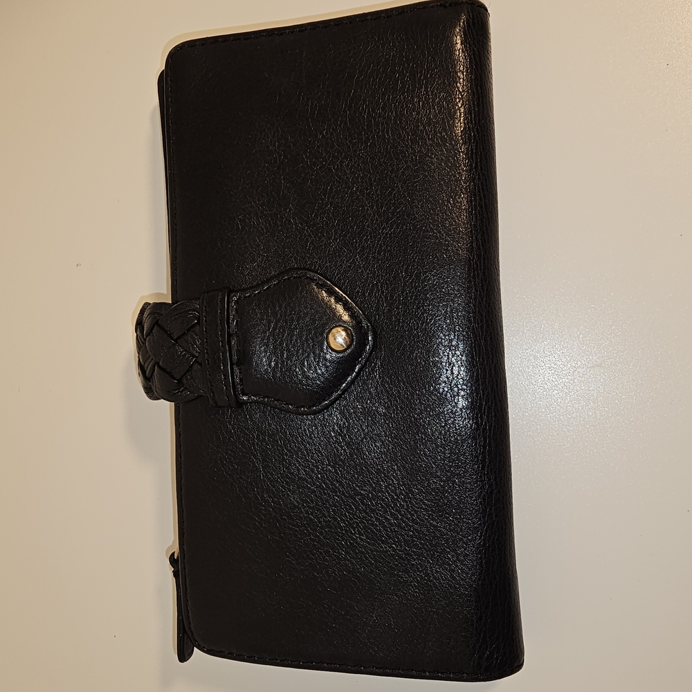 Michael Kors Black Leather Wallet with Braided Detail